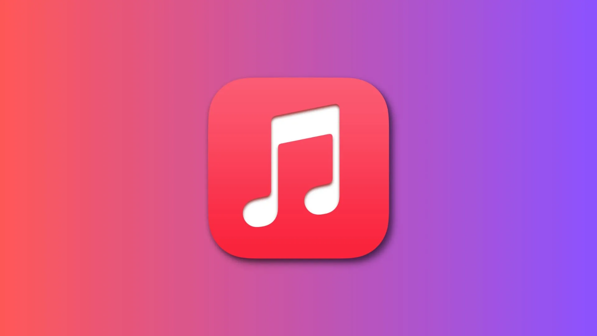 빨간색과 보라색 그라데이션 배경의 Apple Music 앱 아이콘