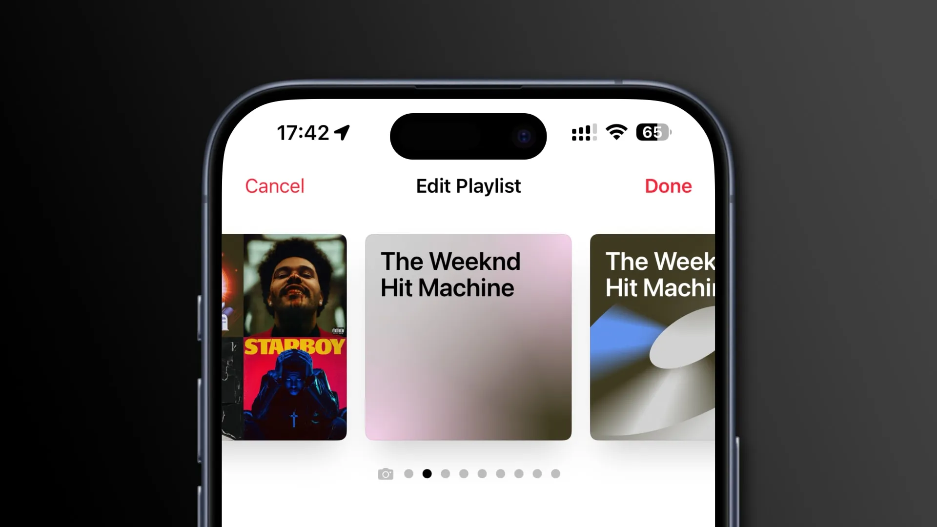 iPhone의 Apple Music 재생목록 아트워크 스타일