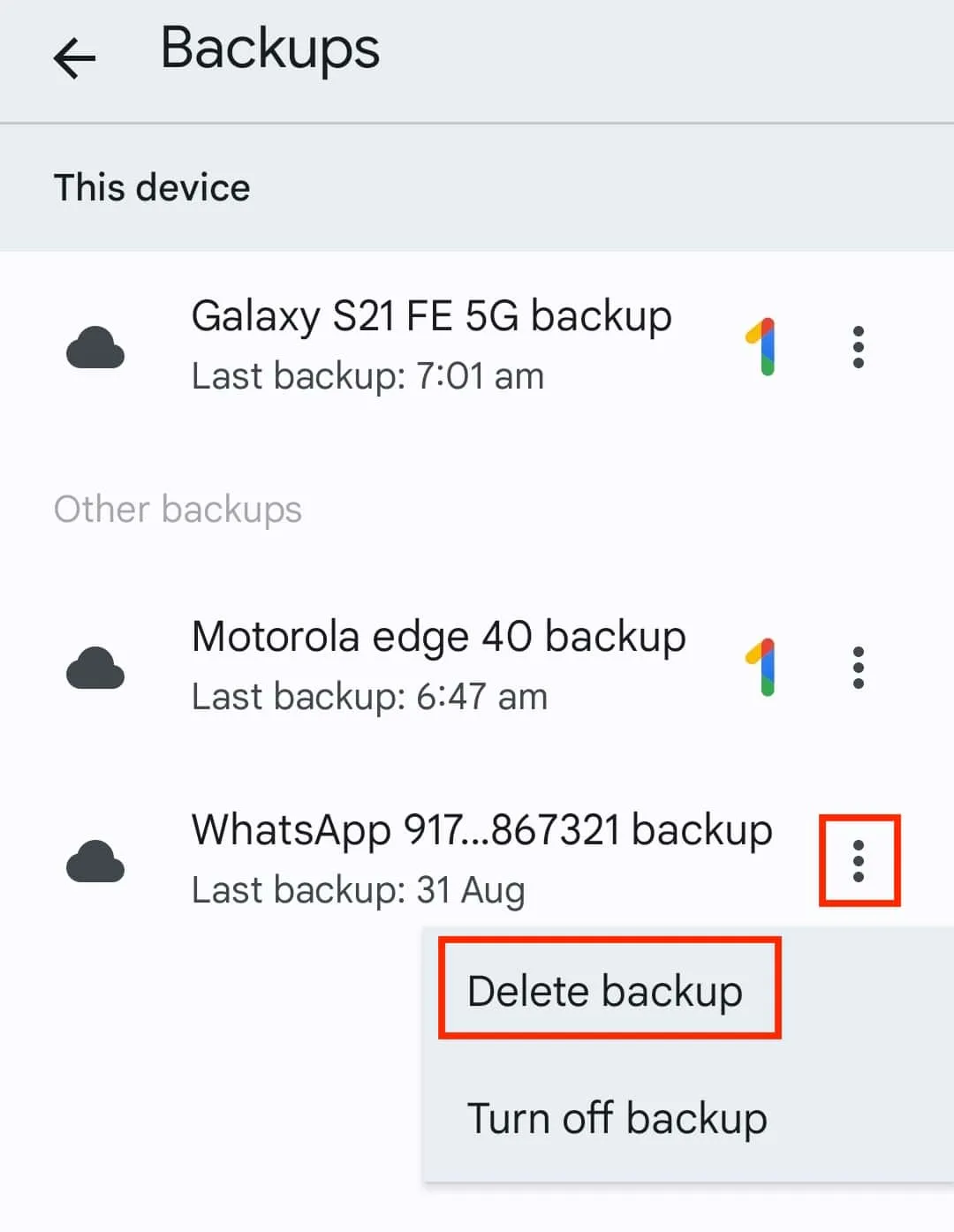 Delete Backup