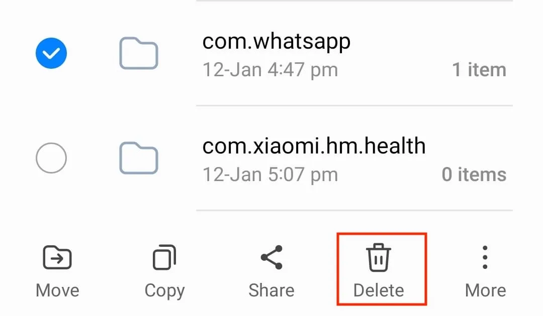 Delete WhatsApp