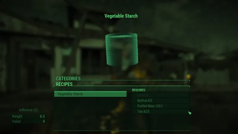 Fallout 4가 캐프팅 메뉴 수정에 멈췄습니다.