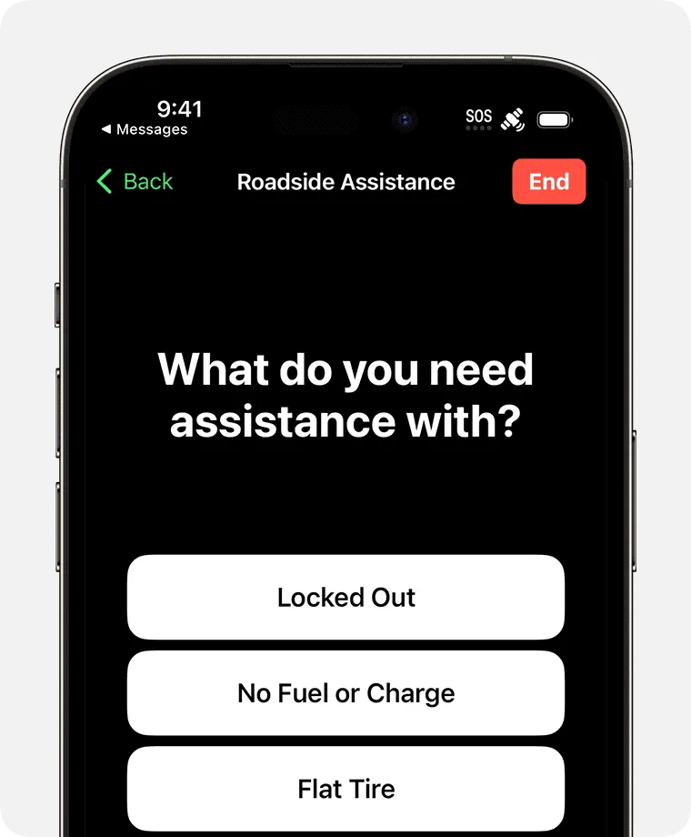 How to use Roadside Assistance via Satellite on iPhone 15?