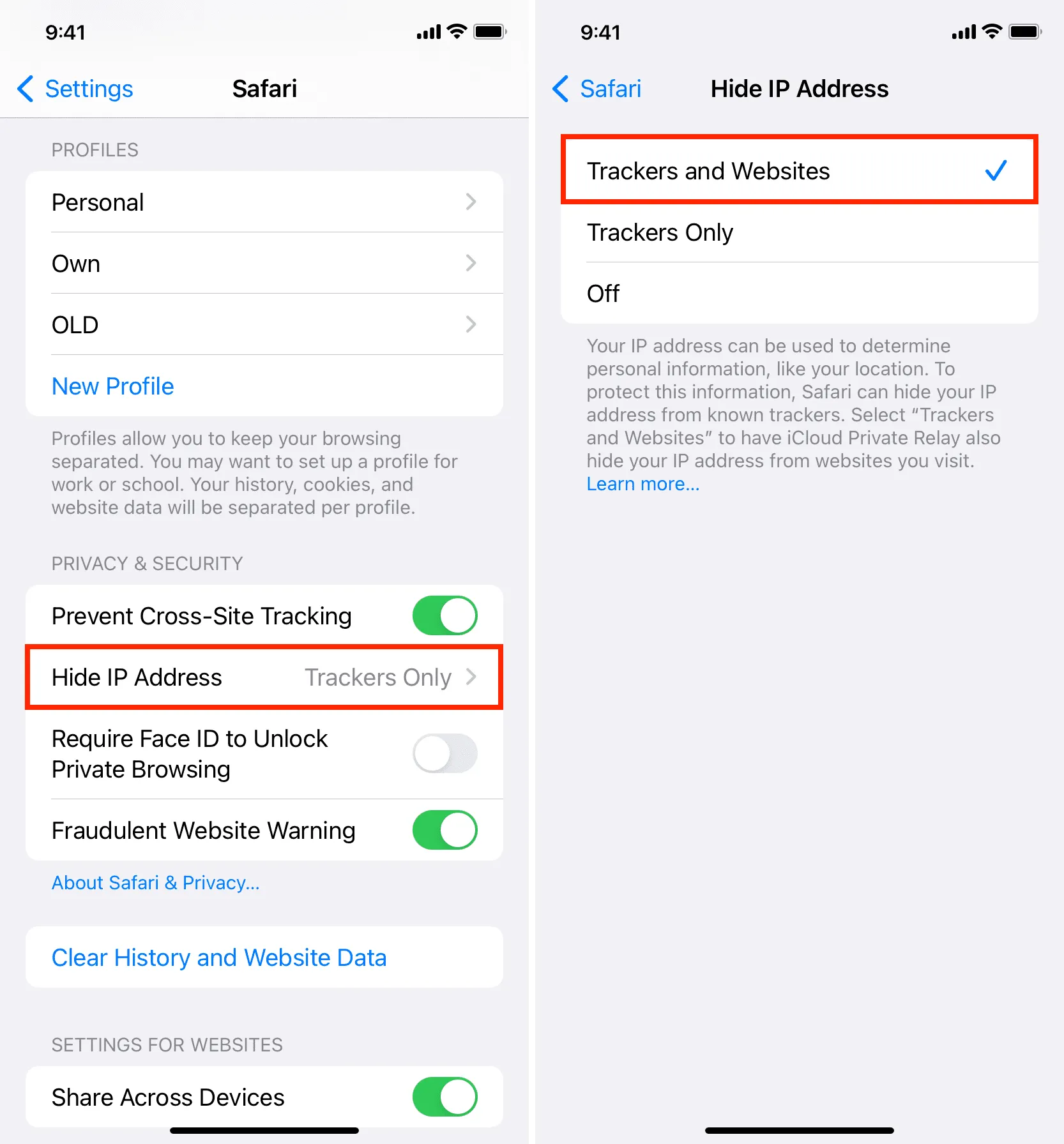 Hide IP address from Trackers and Websites in Safari on iPhone