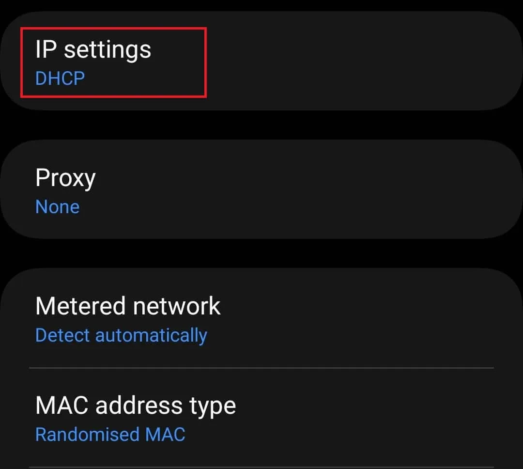 Impostazioni IP