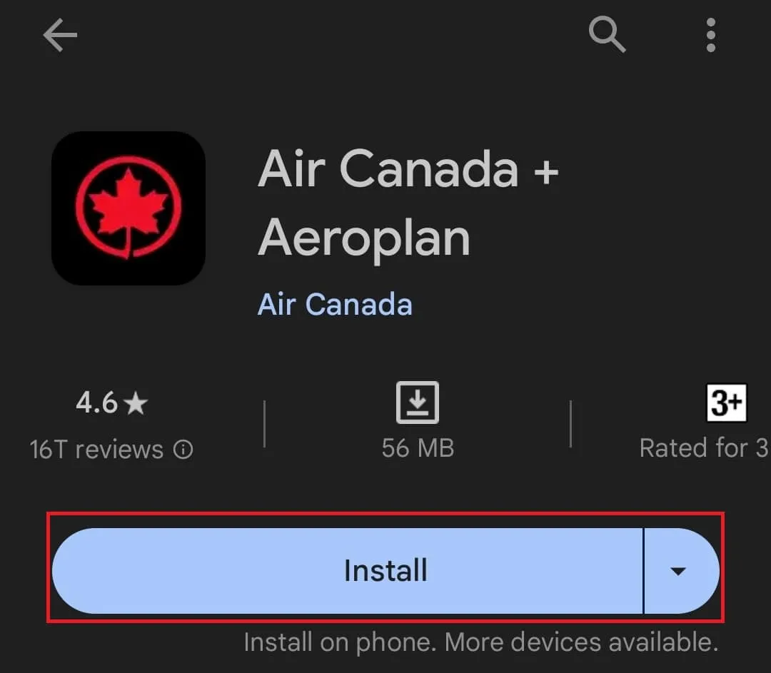 Installa Air Canada