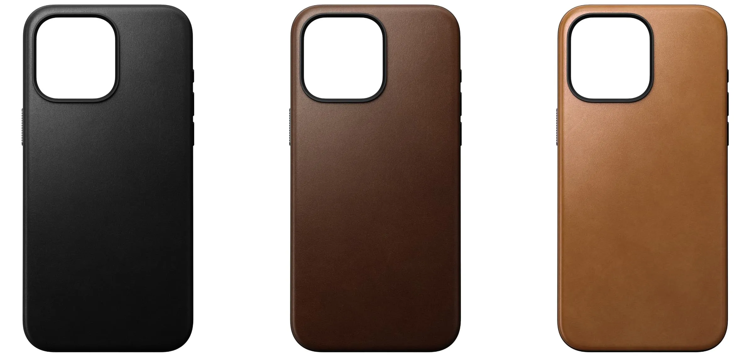 Nomad Modern leather cases for iPhone 15 Pro Max.