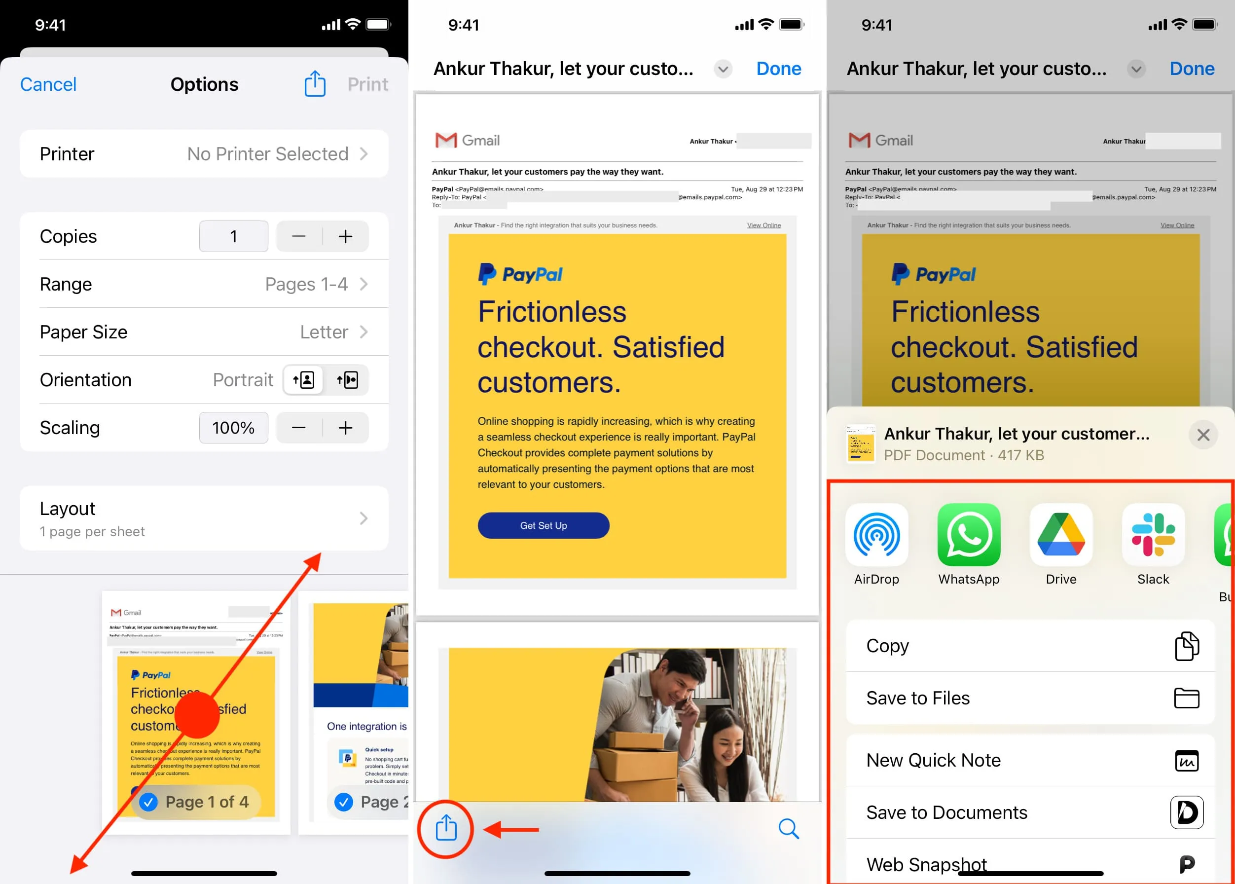 Print or save Gmail email as PDF on iPhone