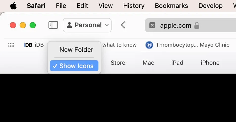 Show Icons for Safari Favorites Bar on Mac