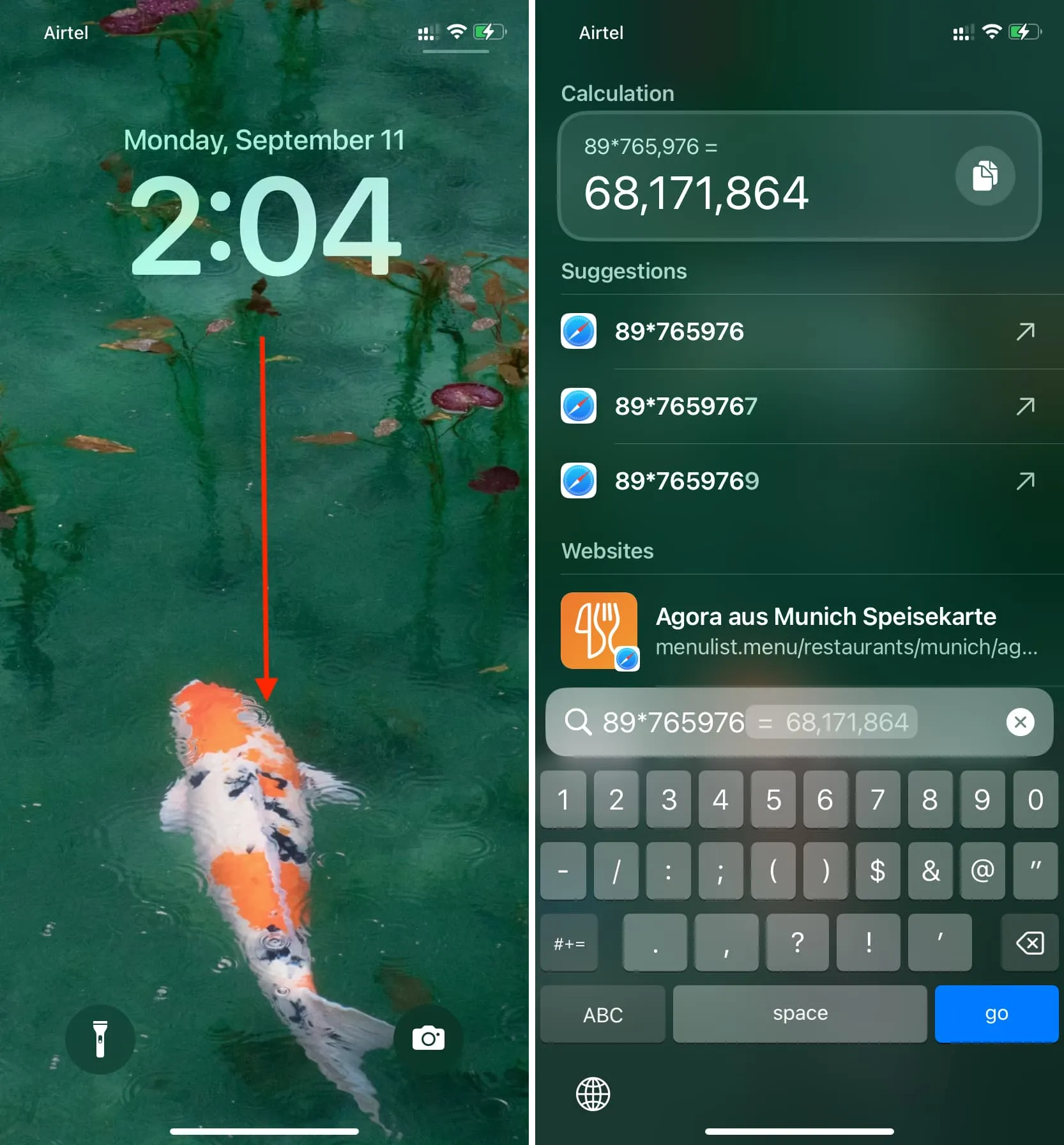 Using Spotlight Search on iPhone Lock Screen