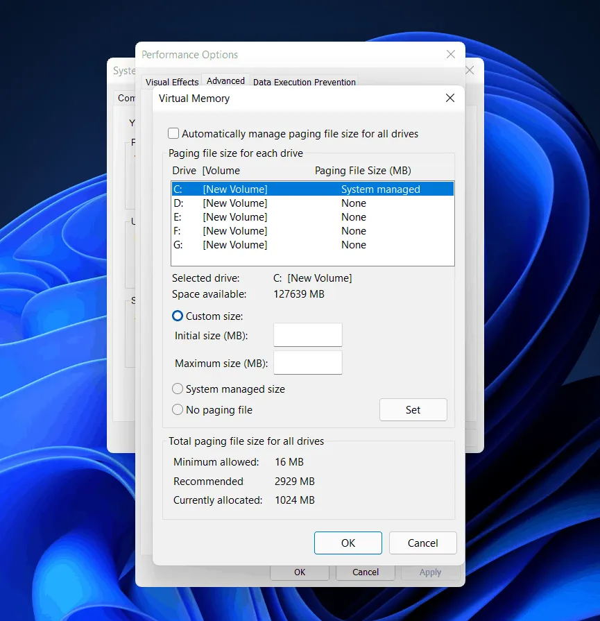 Come modificare la dimensione della memoria virtuale in Windows 11?