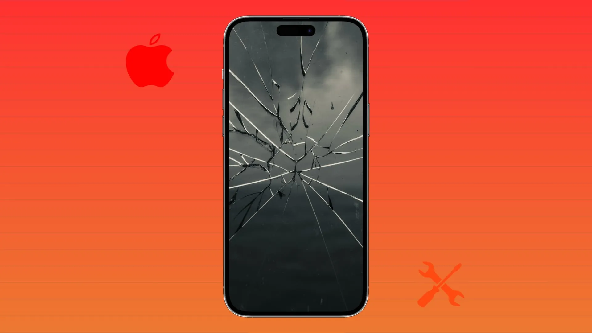 iPhone with broken glass image on screen