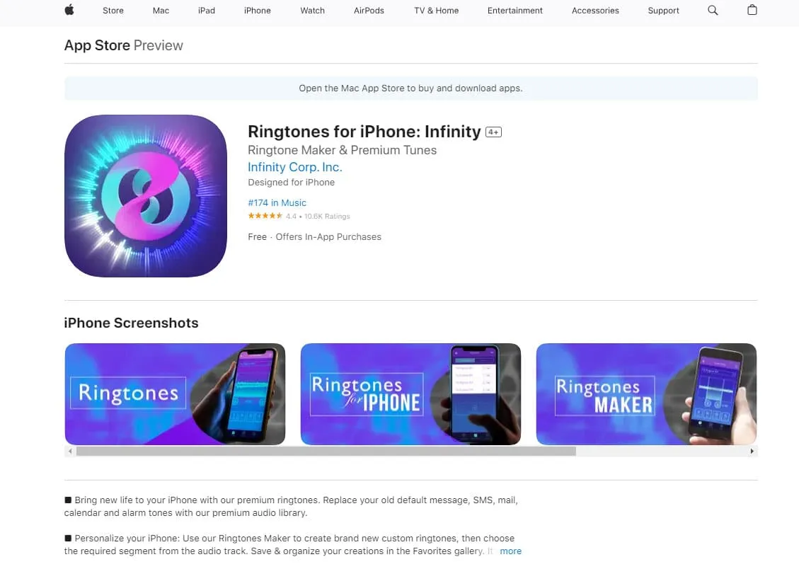 Ringtones for iPhone: Infinity 