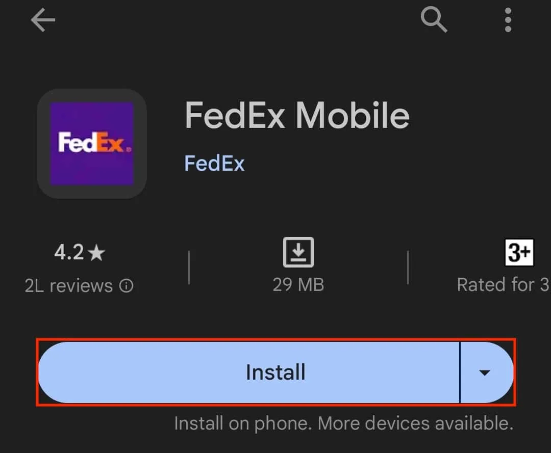 Instalar FedEx Móvil