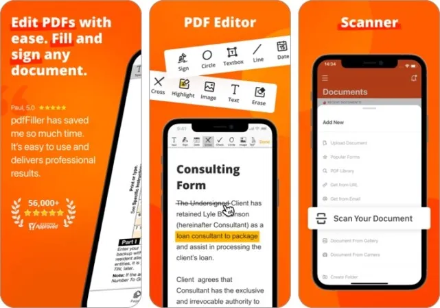 pdfFiller PDF editor pro iPhone a iPad aplikaci