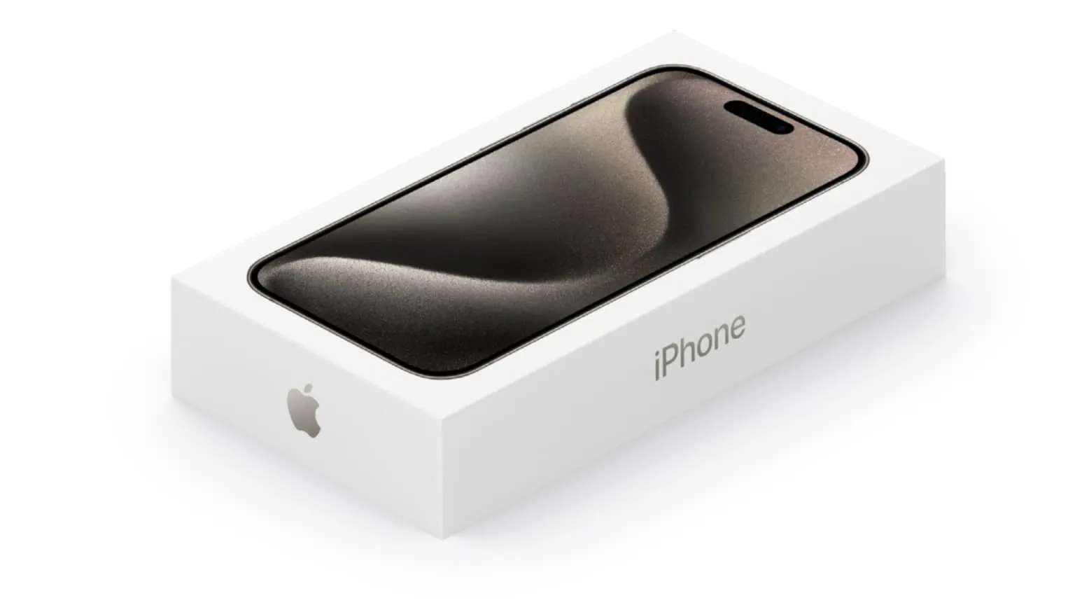 Representación del empaque del iPhone 15 Pro.