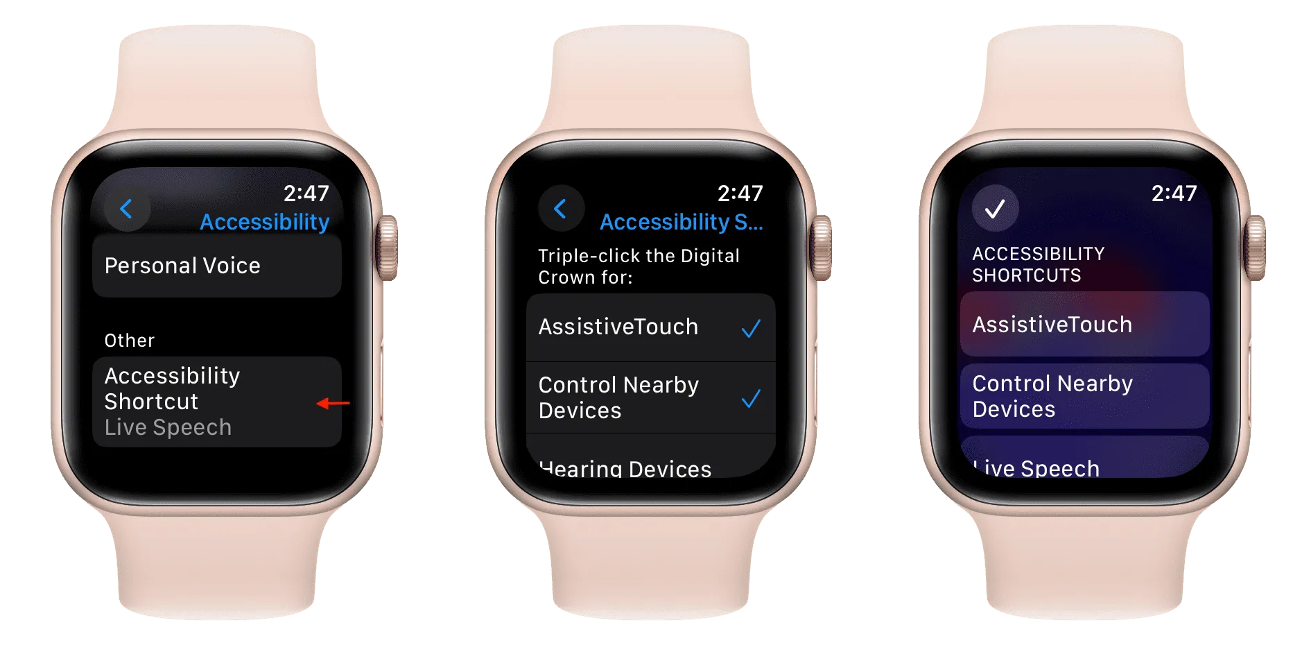 Configuración de accesos directos de accesibilidad en Apple Watch