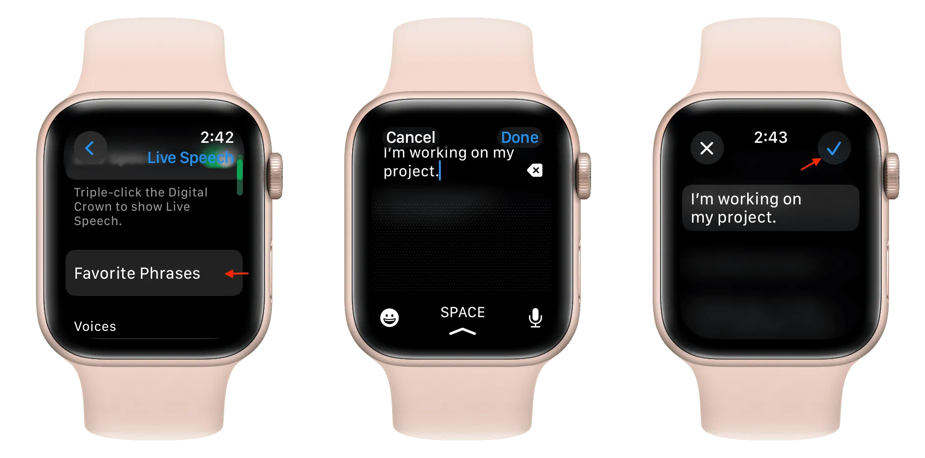 Adicione uma nova frase favorita ao Live Speech no Apple Watch