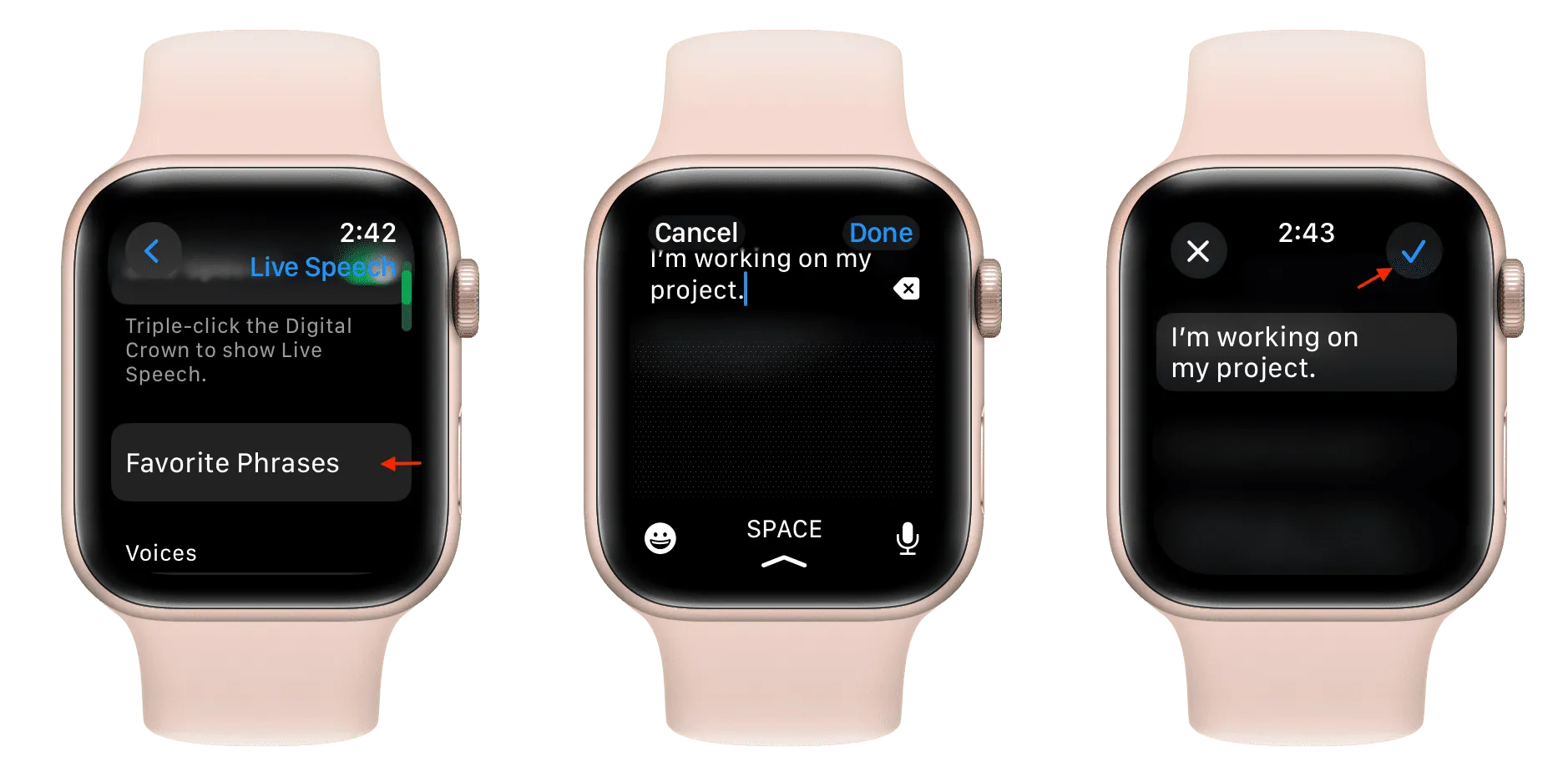 Agregue una nueva frase favorita a Live Speech en Apple Watch