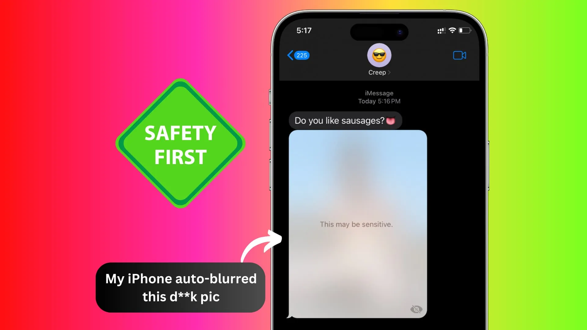 Unaufgefordertes Nacktbild in iPhone-Nachrichten aufgrund der Kommunikationssicherheits- und Warnfunktion für sensible Inhalte von Apple unscharf