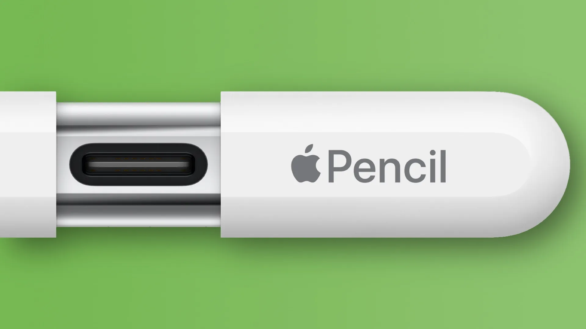 Primer plano del puerto USB-C debajo de la tapa deslizante del Apple Pencil