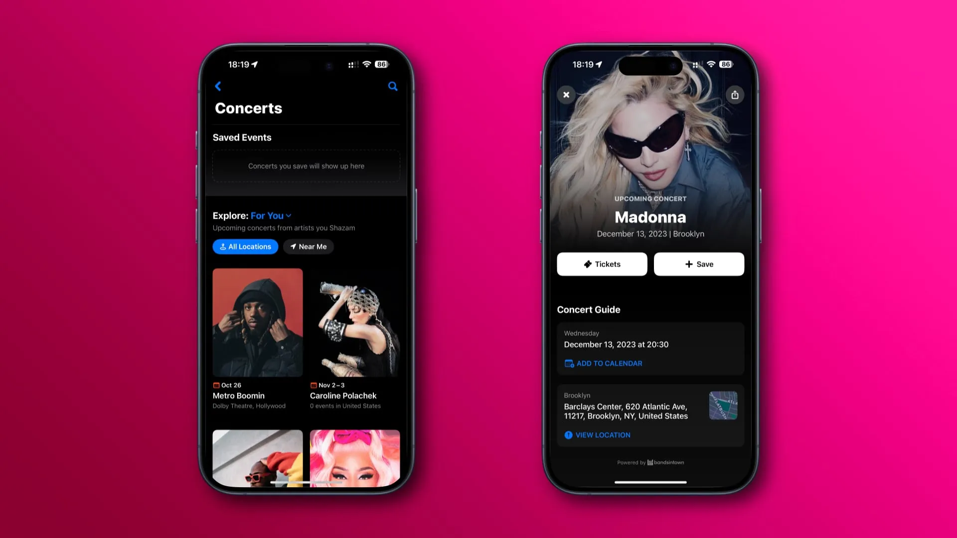 Shazam for iPhone with the Concerts feature Shazam for iPhone with the Concerts feature