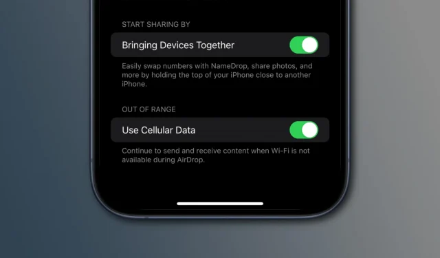iOS 17.1 在 Wi-Fi 不可用時啟用蜂窩 AirDrop