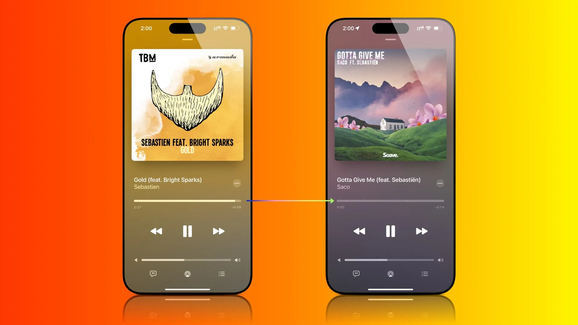 Überblendung in Musik auf dem iPhone