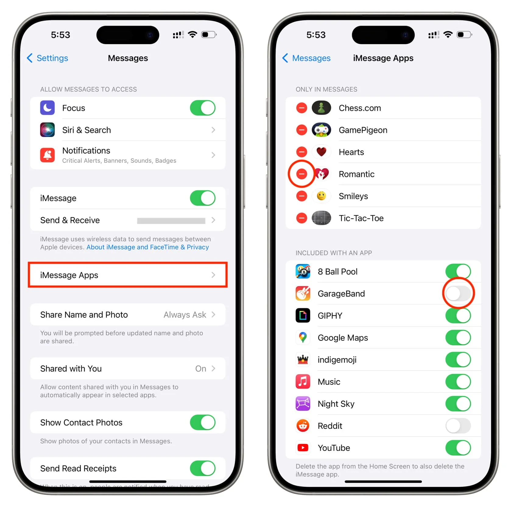 Usuń aplikacje iMessage z iPhone'a