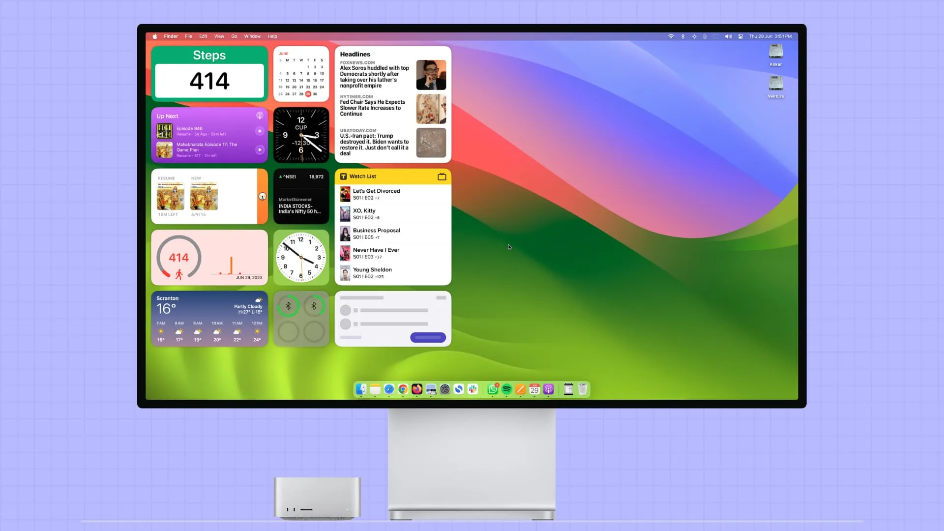 Desktop-Widgets auf einem Mac mit macOS Sonoma
