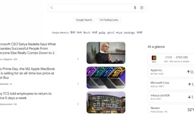 Google.com testuje stronę główną wypełnioną wiadomościami, podobnie jak Bing i Yahoo