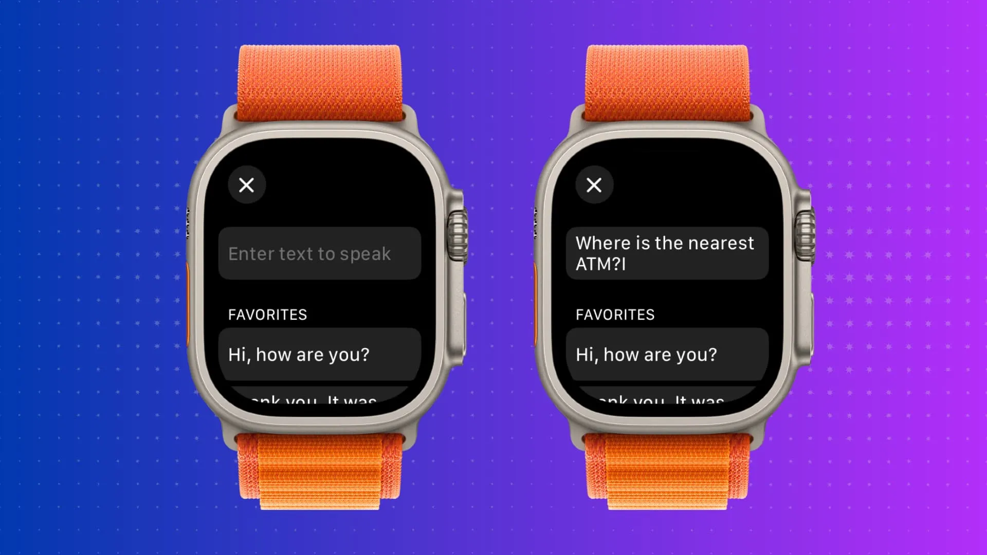 Live Speech no Apple Watch para converter texto em fala