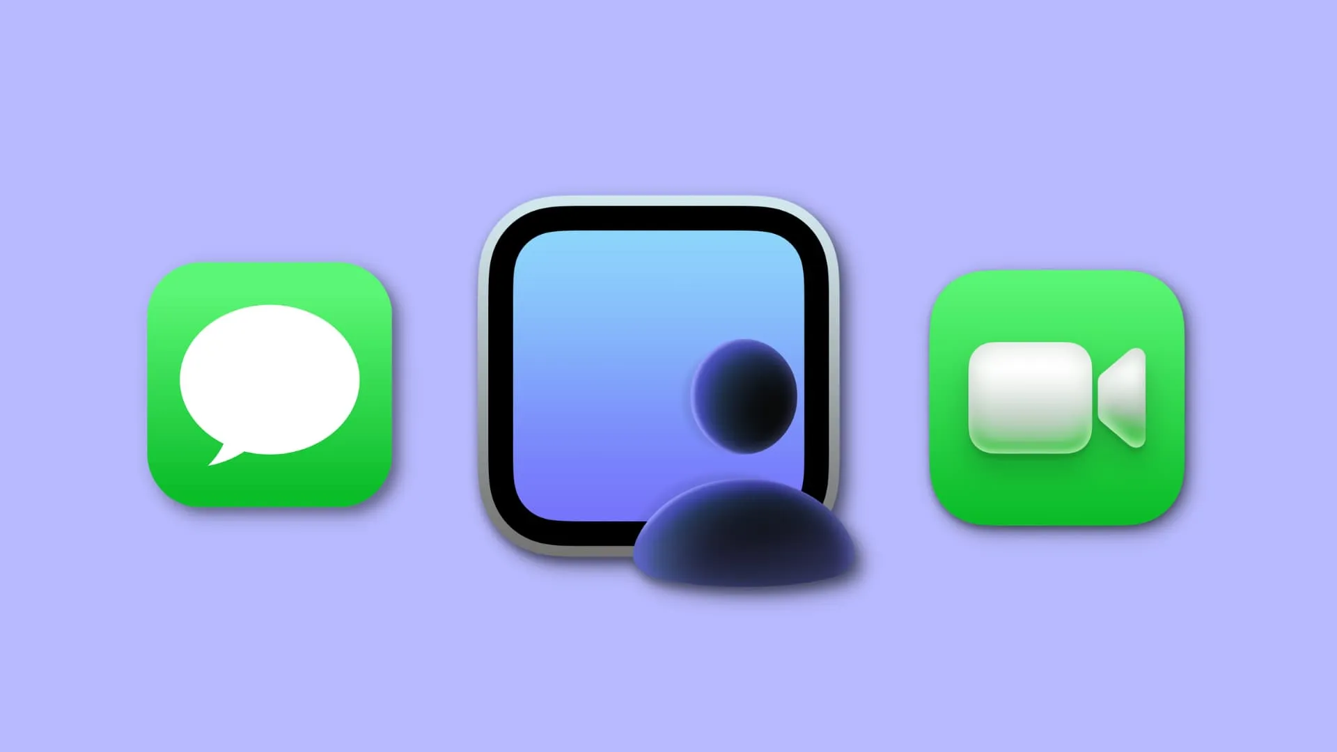 Nachrichten-, Bildschirmfreigabe- und FaceTime-App-Symbole für Mac