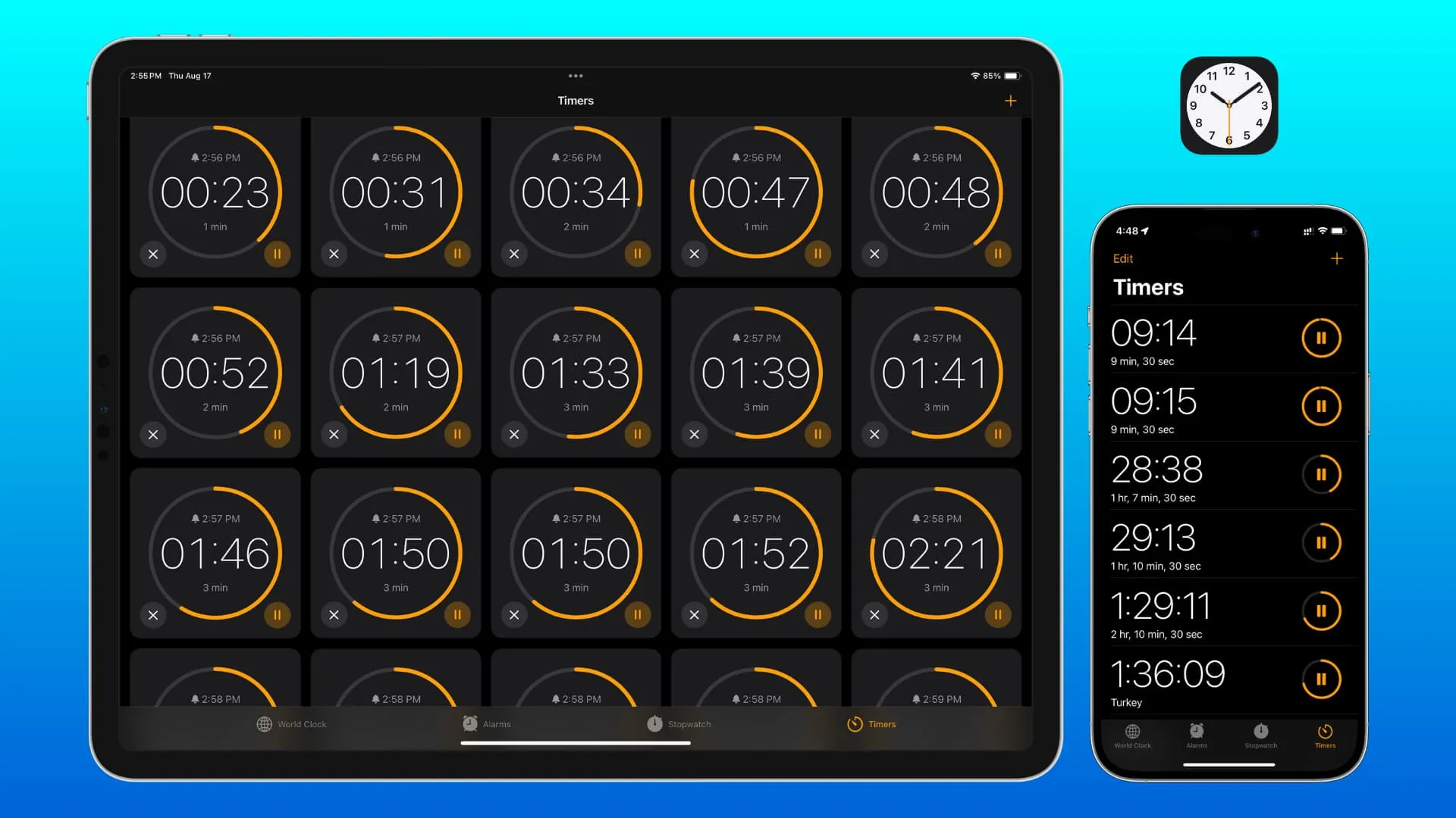 Mehrere Timer auf iPhone und iPad