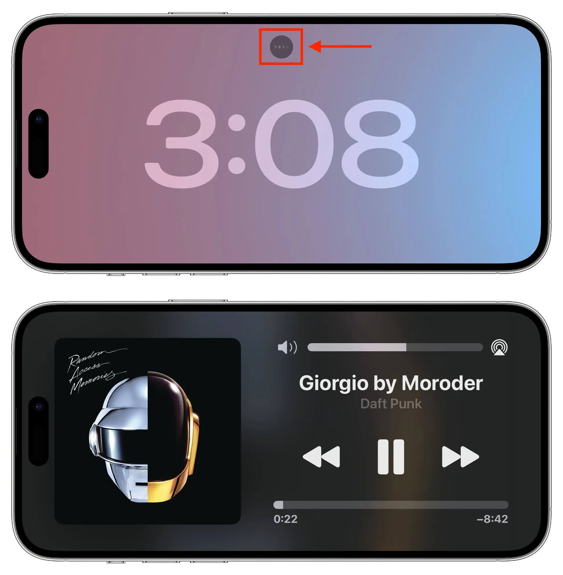 Musiksteuerung auf dem Standby-Bildschirm des iPhone