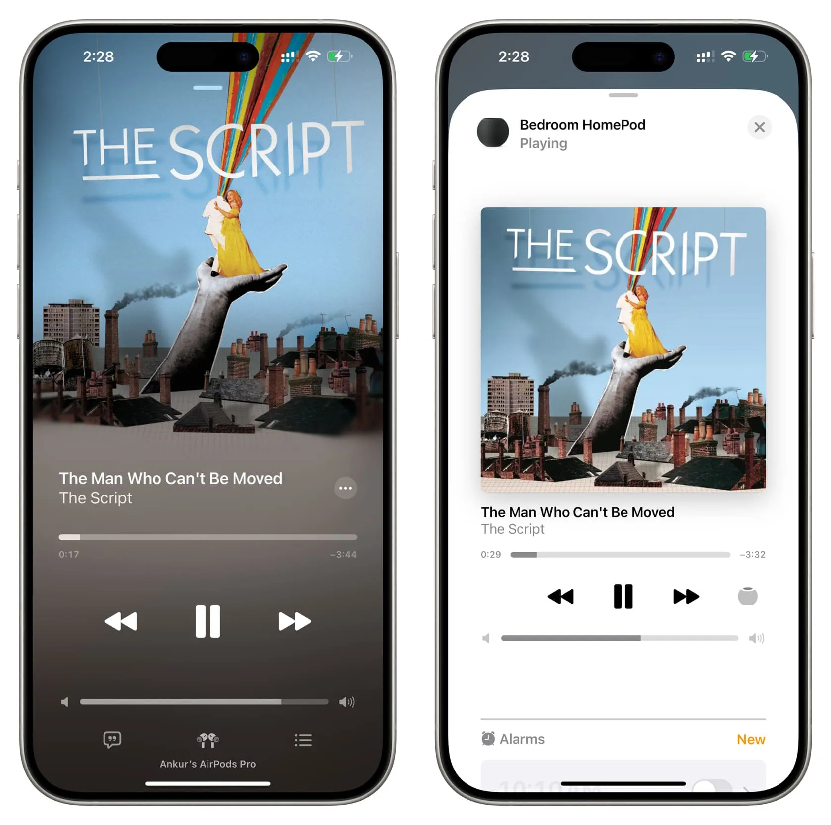 A reprodução de música foi movida automaticamente do iPhone para o HomePod