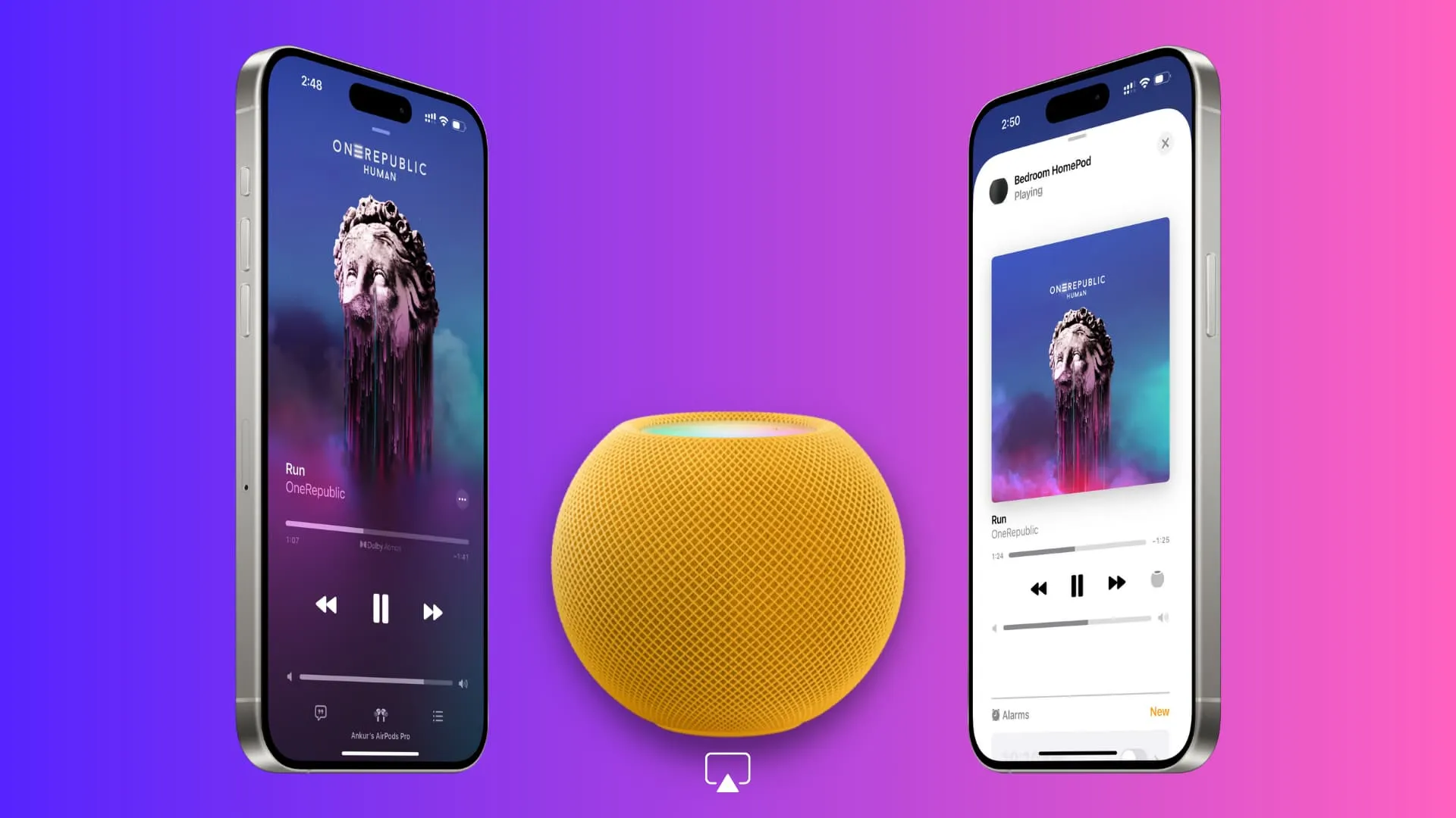 Transferência de reprodução de música do iPhone para HomePod