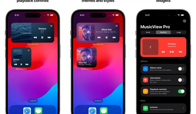 MusicView Pro ist eine interaktive Homescreen-Widget-App für iOS 17, die mit Apple Music und Spotify funktioniert