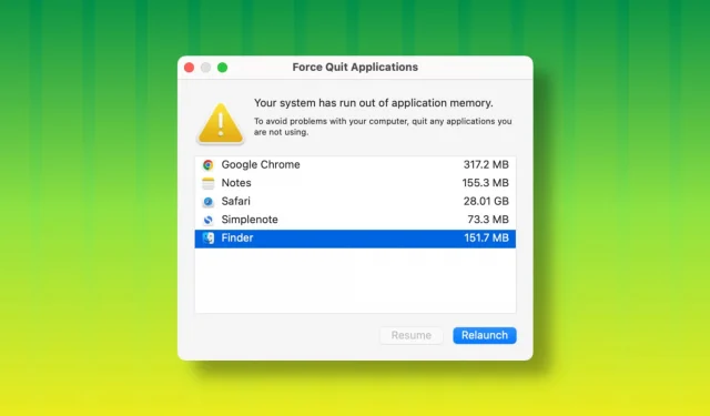 Como corrigir o erro “Seu sistema ficou sem memória de aplicativo” no Mac