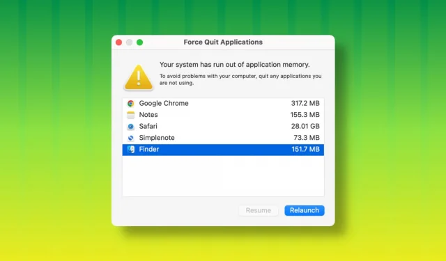 Cómo solucionar el error «Su sistema se ha quedado sin memoria de aplicación» en Mac