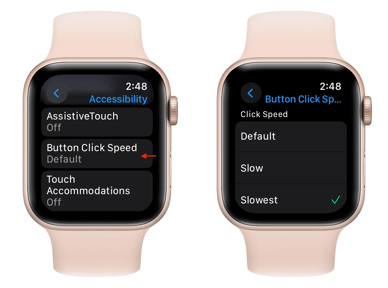 Diminua a velocidade do clique do botão no Apple Watch