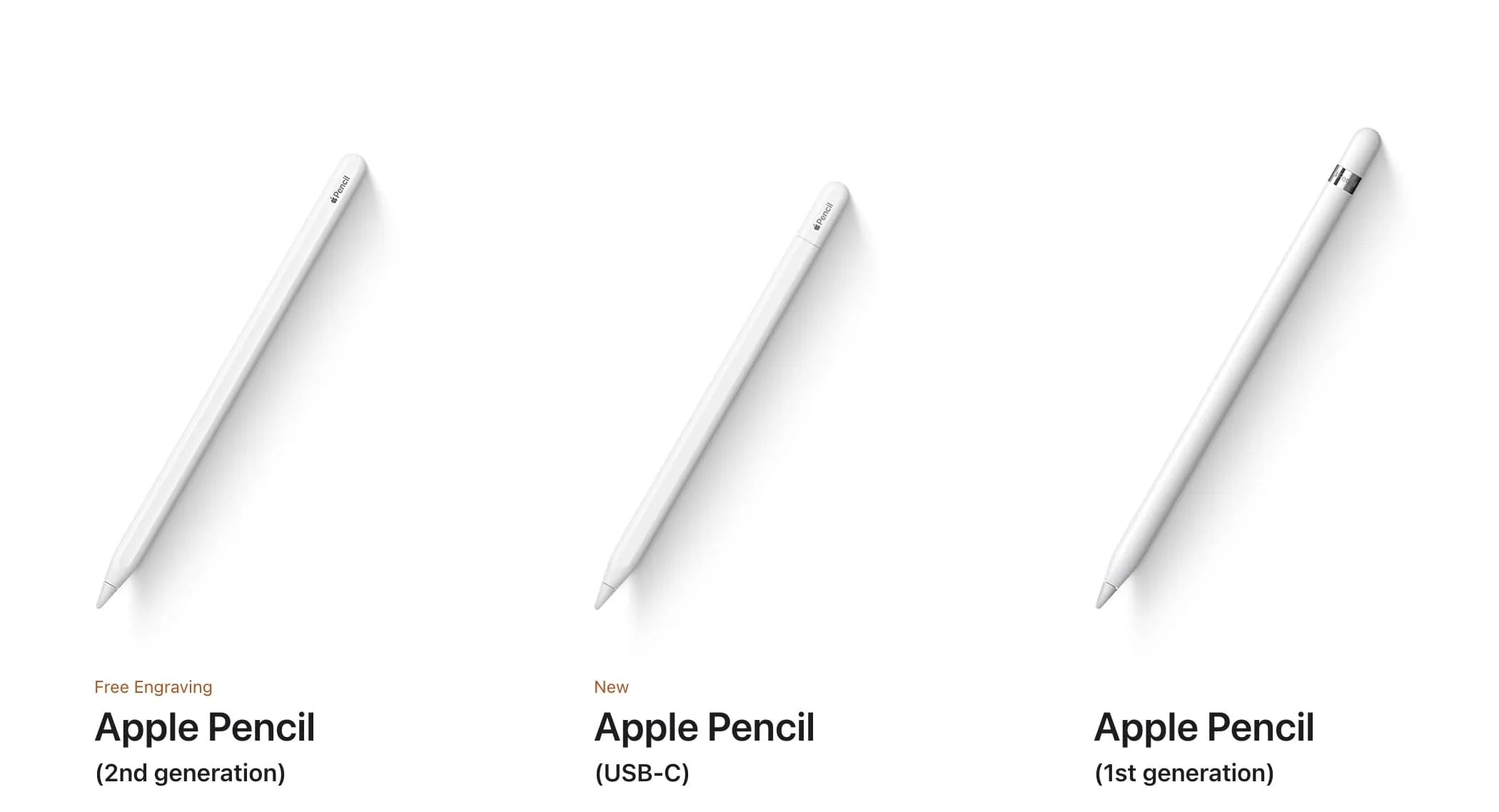 A side-by-side of Apple's Apple Pencil offerings. A side-by-side of Apple's Apple Pencil offerings.