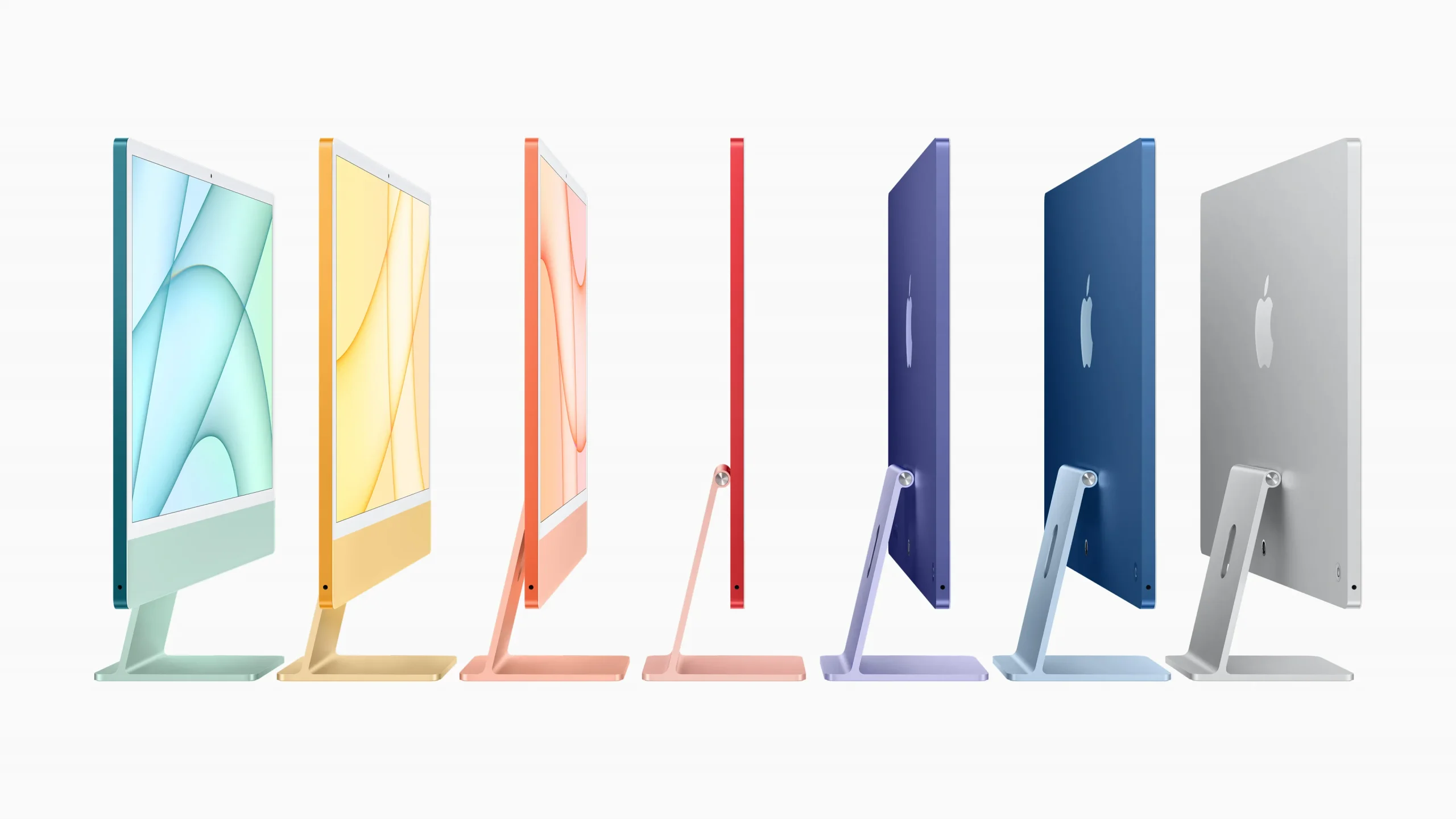 Marketing image showcasing the M1 iMac colors Marketing image showcasing the M1 iMac colors