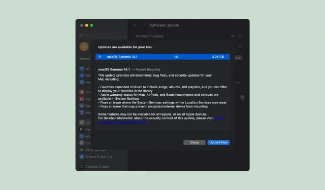 macOS Sonoma 14.1 擴展了音樂應用程式中的收藏夾、修復了錯誤並修補了安全漏洞