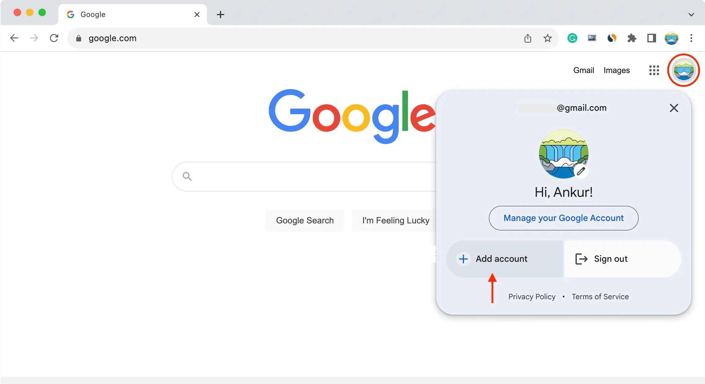 在 Mac 上的 Chrome 中新增帳戶