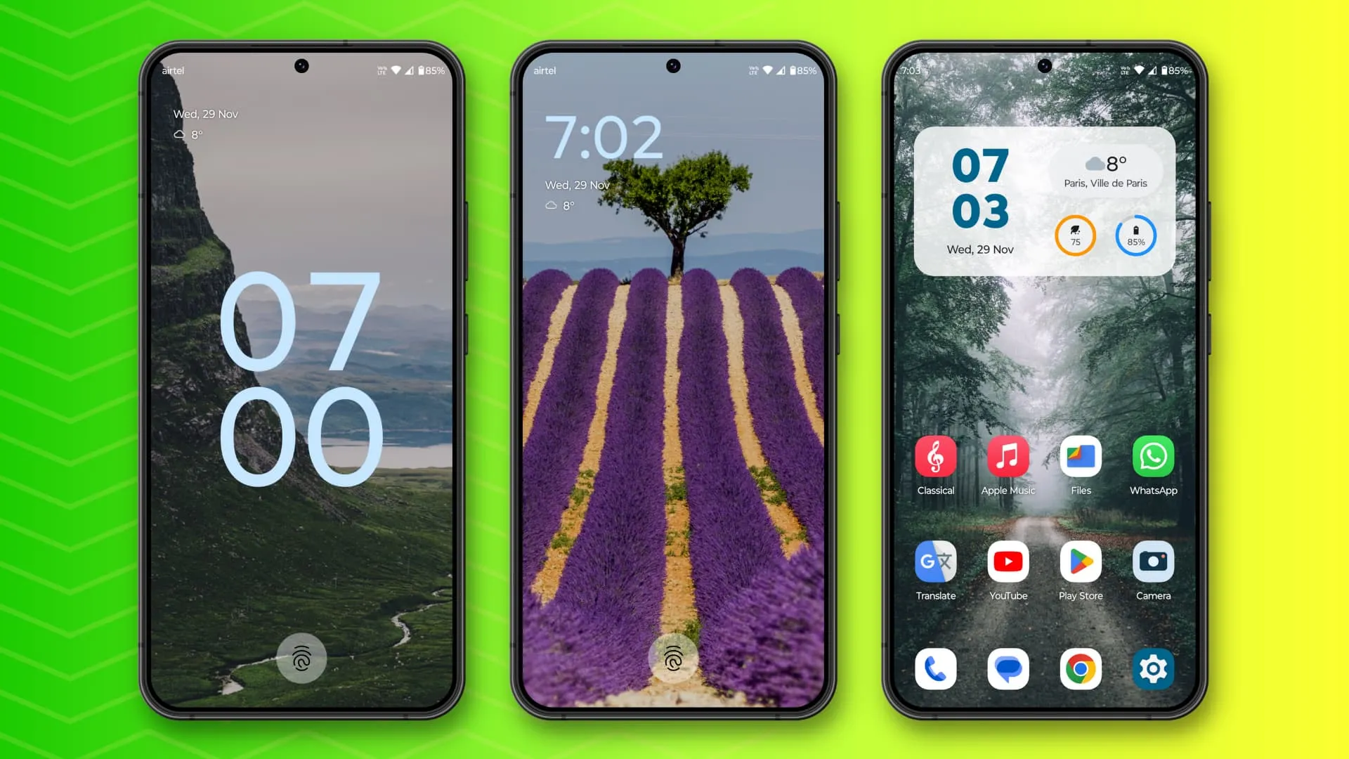 Android phone Lock Screen and Home Screens Android phone Lock Screen and Home Screens
