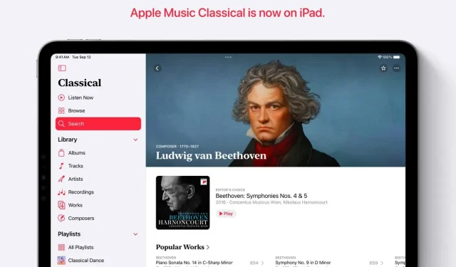 Apple Music Classical obtient une version iPad avec navigation dans la barre latérale