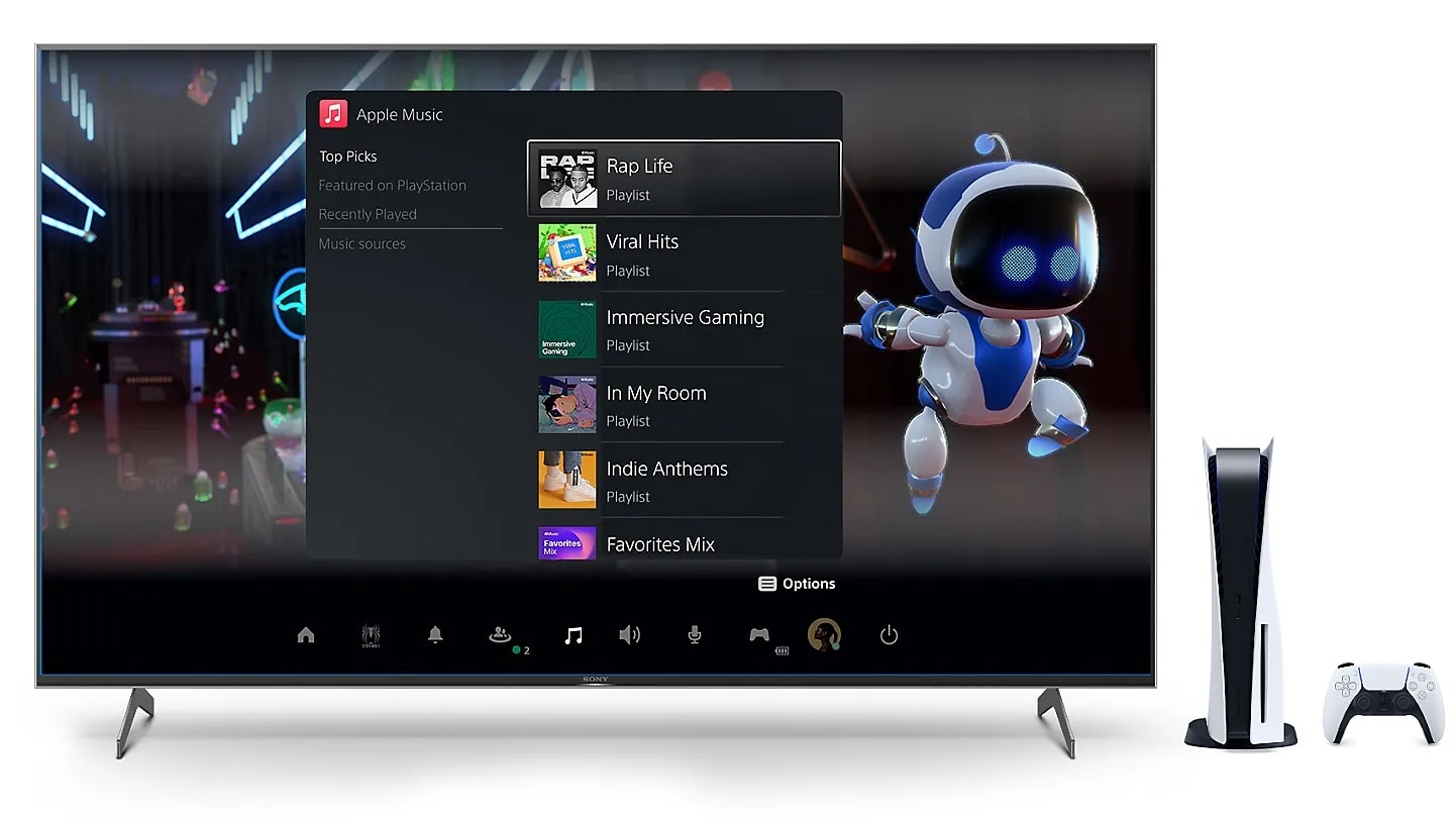 Apple Music auf PlayStation 5 mit Smart-TV verbunden