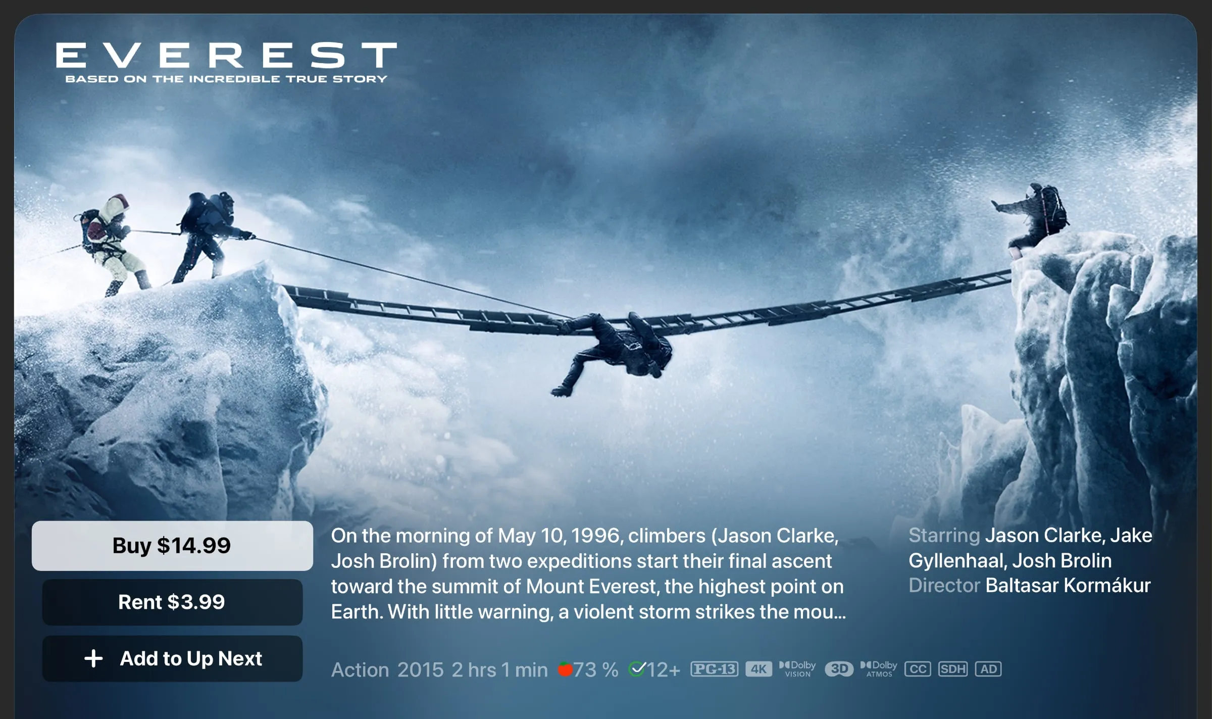 Apples TV-App zeigt den Film Everest