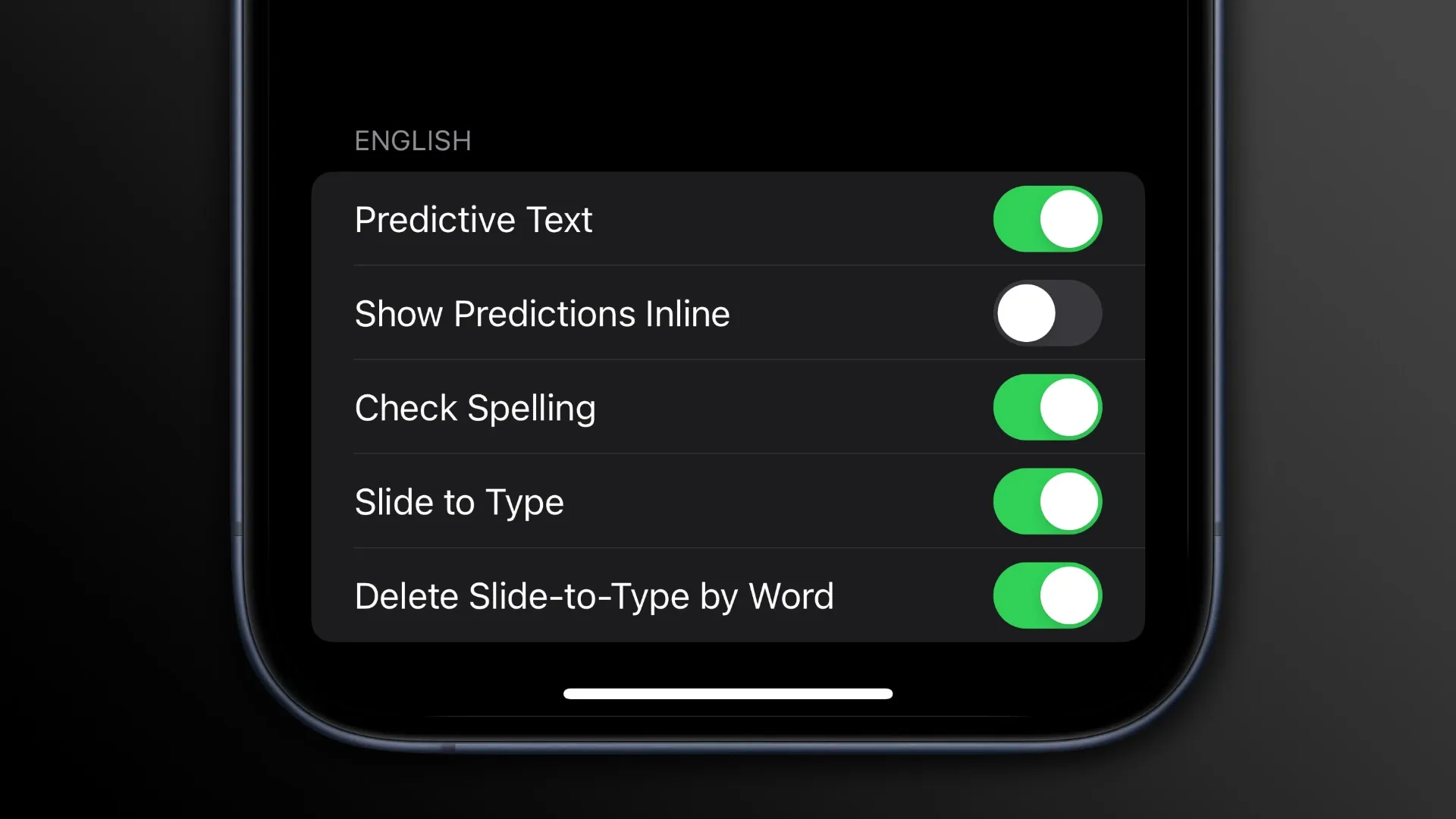 Paramètres de texte prédictifs sur iPhone