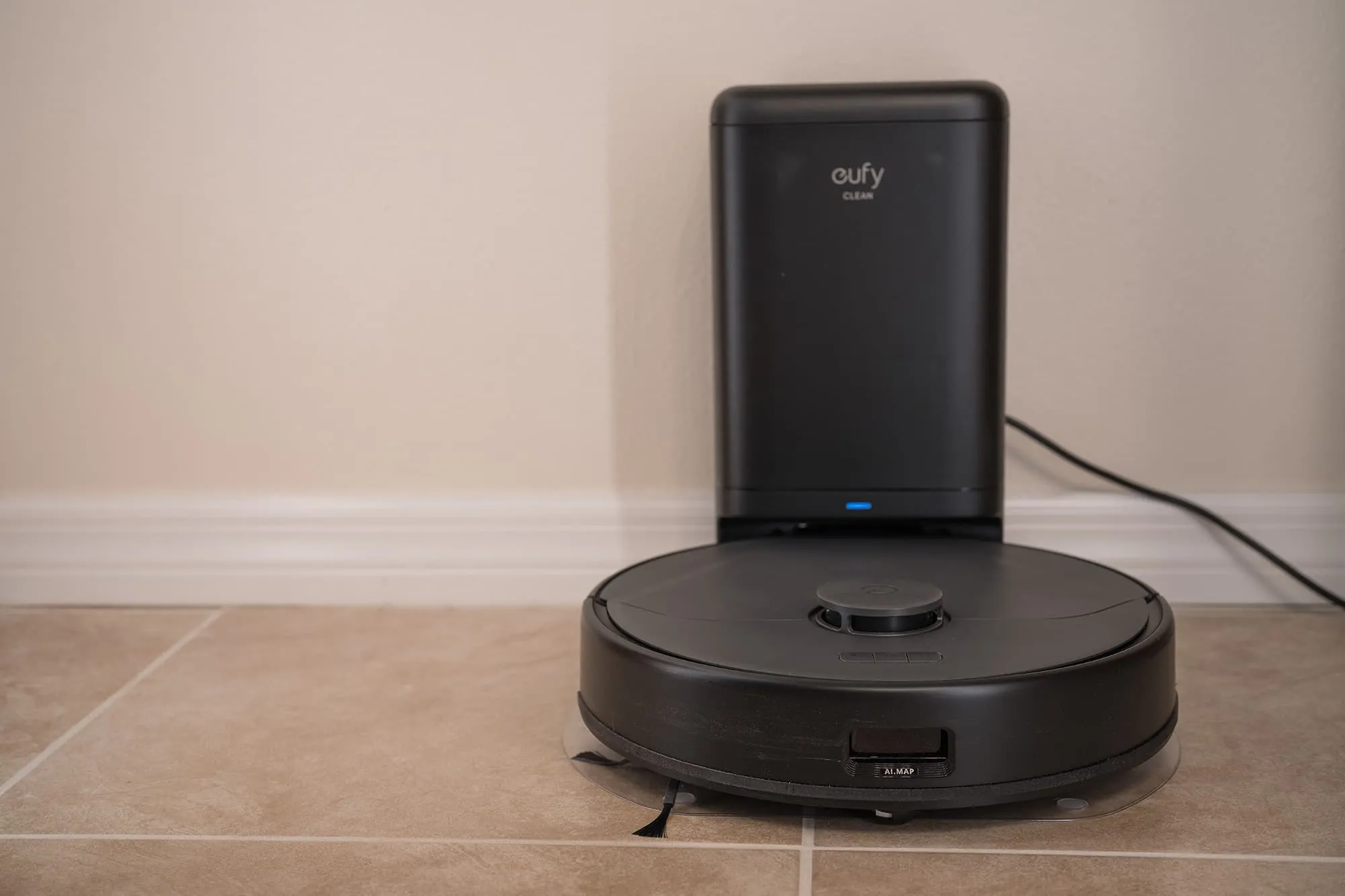eufy Clean X8 Pro docked. eufy Clean X8 Pro docked.